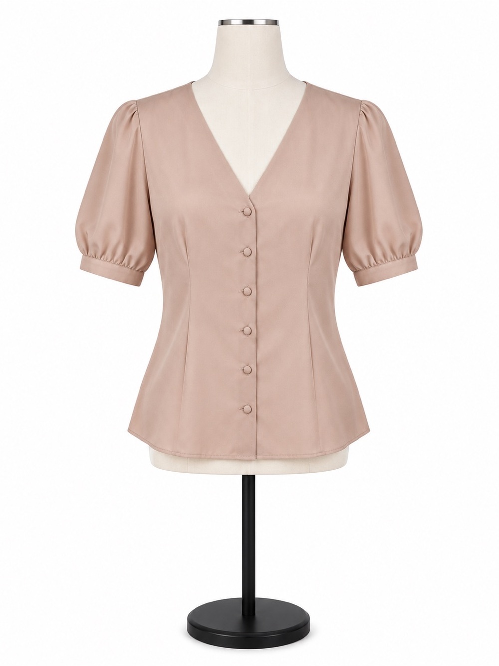 Topshop Women’s Blush Pink Button-Down V-Neck Blouse Size 12
